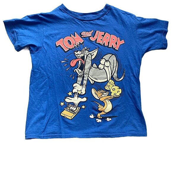 Tom & Jerry‎ Graphic T-Shirt 6-7 Years Blue Color EUC Cotton - Picture 1 of 3